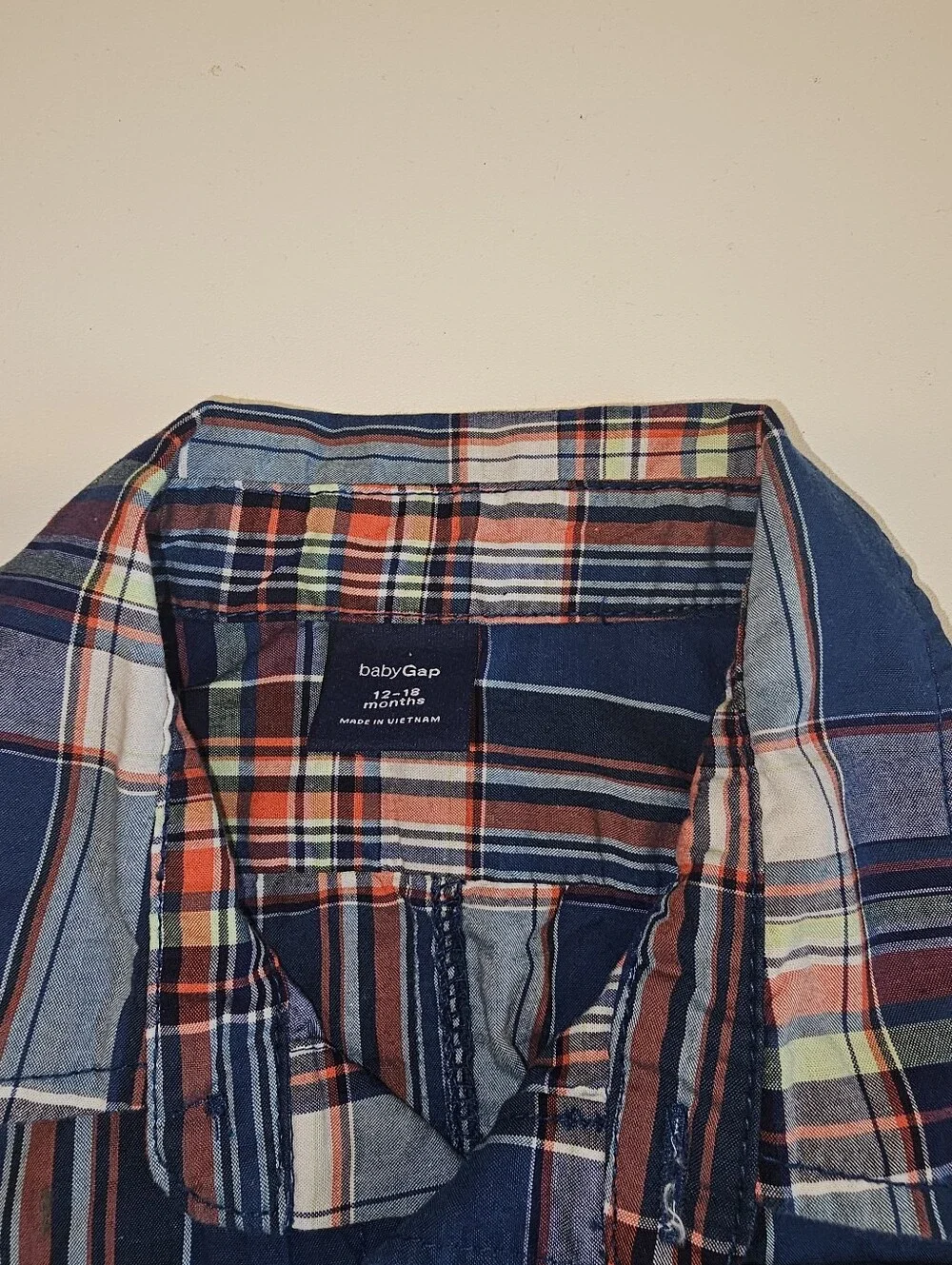 NWOT | 12–18 Months | babyGap Navy Multicolor Plaid Shortall Romper